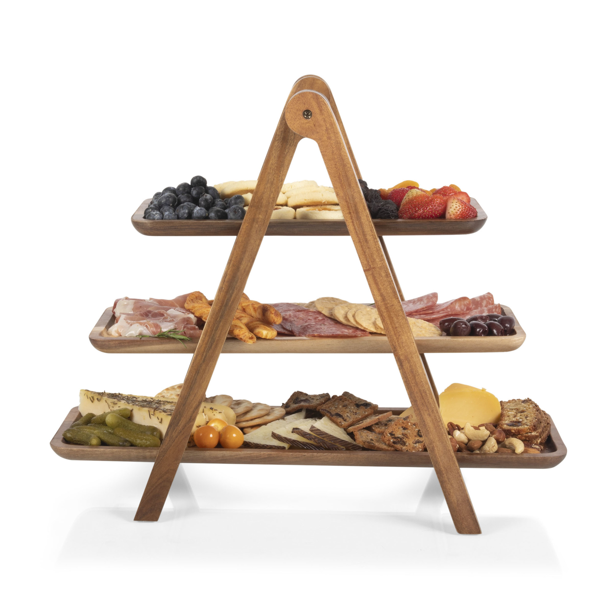 Serving Ladder - 3 Tiered Serving Station, (Acacia Wood)